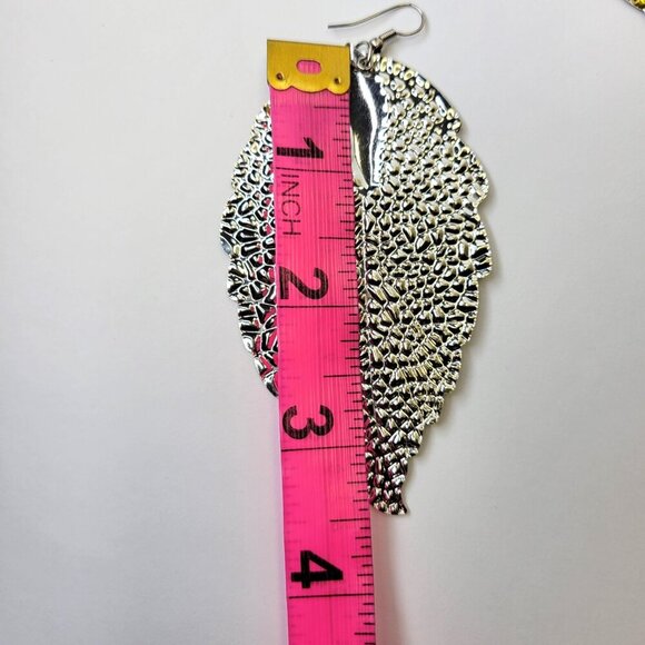 Green Leaf Earrings Statement Earrings Boho Earrings - Picture 6 of 7